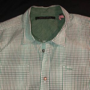 Sean John- Green&White checkered Button down shirt